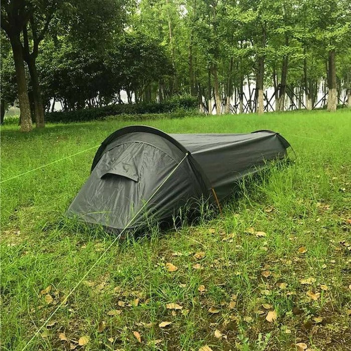 Belro ultralight single-person tent set up outdoors, emphasizing lightweight and compact design for camping or hiking.