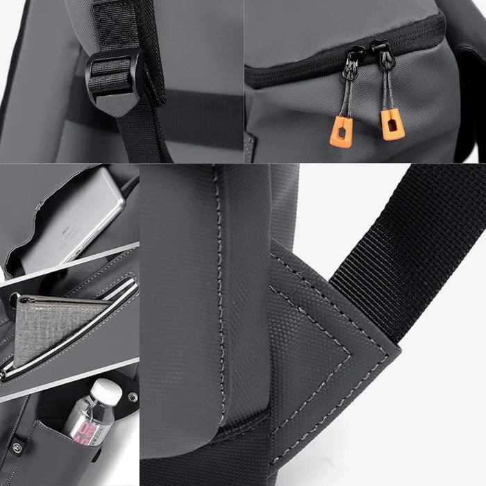 Belro Everyday Backpack for laptops, black with multiple compartments and padded straps, ideal for electronics and computer accessories.