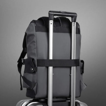 Belro Everyday Backpack, black laptop bag with multiple compartments, designed for electronics and computer accessories.
