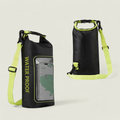 Belro waterproof phone pouch in clear plastic with secure sealing, designed for electronics protection during water activities.