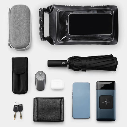 Belro waterproof phone pouch in clear, flexible plastic for electronic protection against water and moisture.