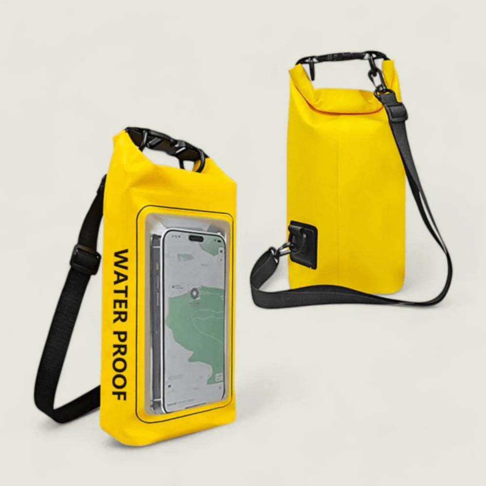 Belro waterproof phone pouch for electronics, shown in clear plastic with phone inside, designed for waterproof protection.