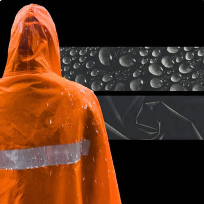 Belro rain poncho for outdoor rainwear, lightweight waterproof clothing with a hood, designed for outdoor protection.