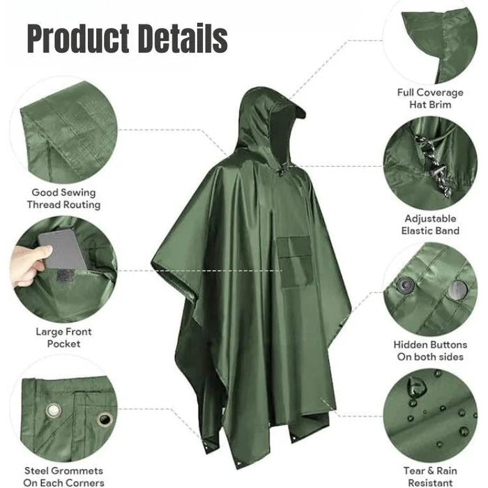 Belro rain poncho for outdoor coverage, lightweight waterproof clothing designed for rain protection and outdoor activities.