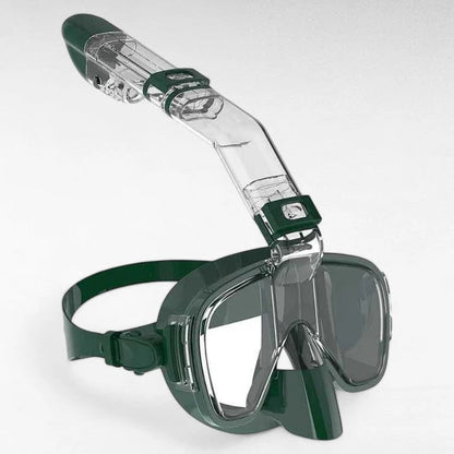 Belro snorkeling mask with dry top system, featuring adjustable straps and clear lens for outdoor water activities.