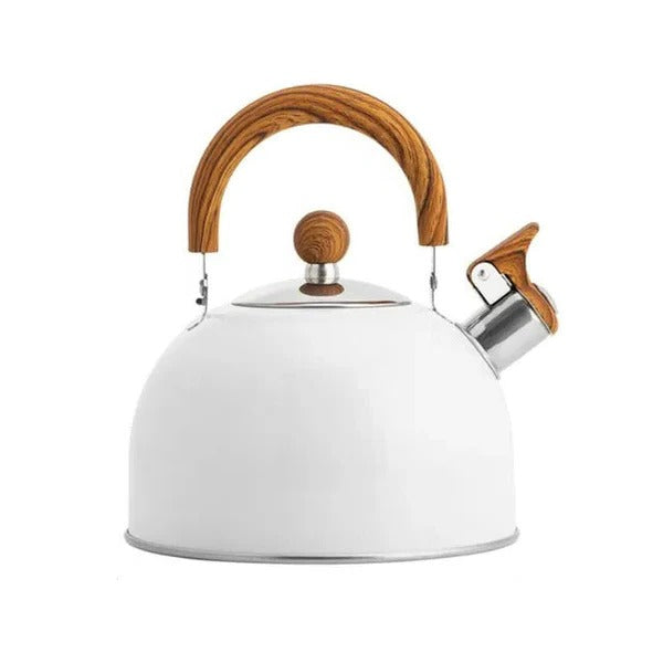 Belro whistling kettle for hot drinks, stainless steel cookware with a handle and spout, ready for boiling on the stove.