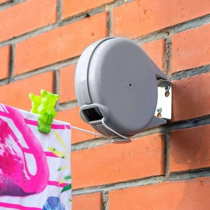 Belro retractable washing line with swivel wall mount for indoor or outdoor laundry drying.