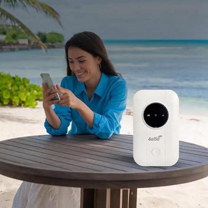 Belro portable WiFi router for electronics, showing compact design with multiple connection ports on a neutral background.