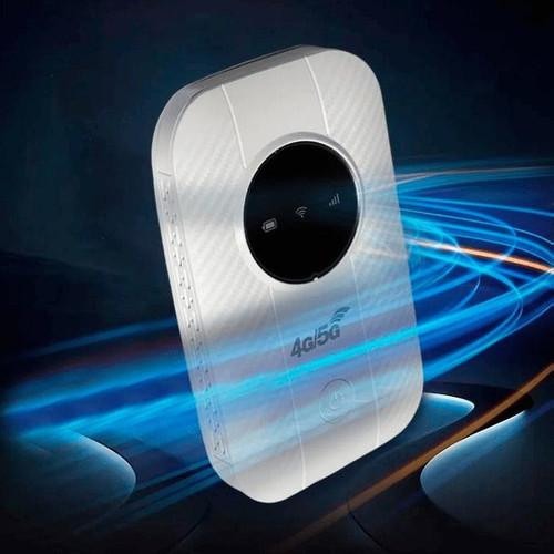 Belro portable WiFi router for electronics, showing compact design with multiple connectivity ports and indicator lights.