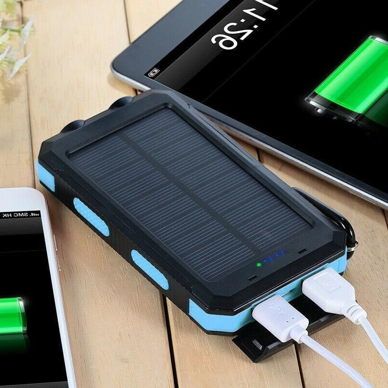 Belro waterproof solar charger power bank with multiple USB ports and rugged design for outdoor charging.