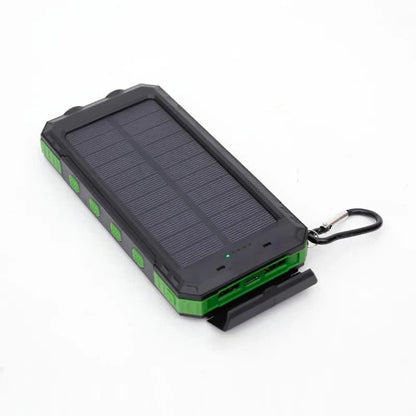 Belro waterproof solar charger power bank with solar panels and USB ports for portable electronics charging.