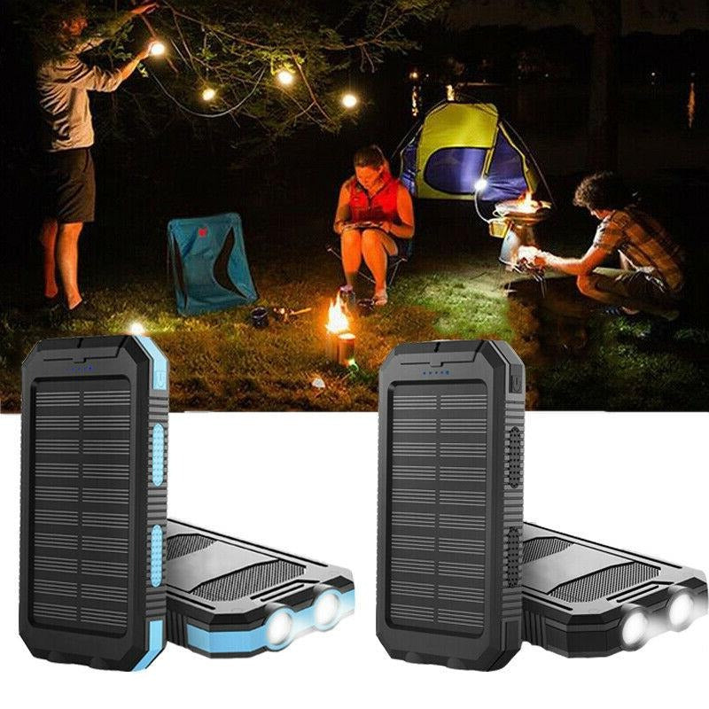Belro waterproof solar charger power bank with USB ports, rugged design, and built-in solar panels for outdoor charging.