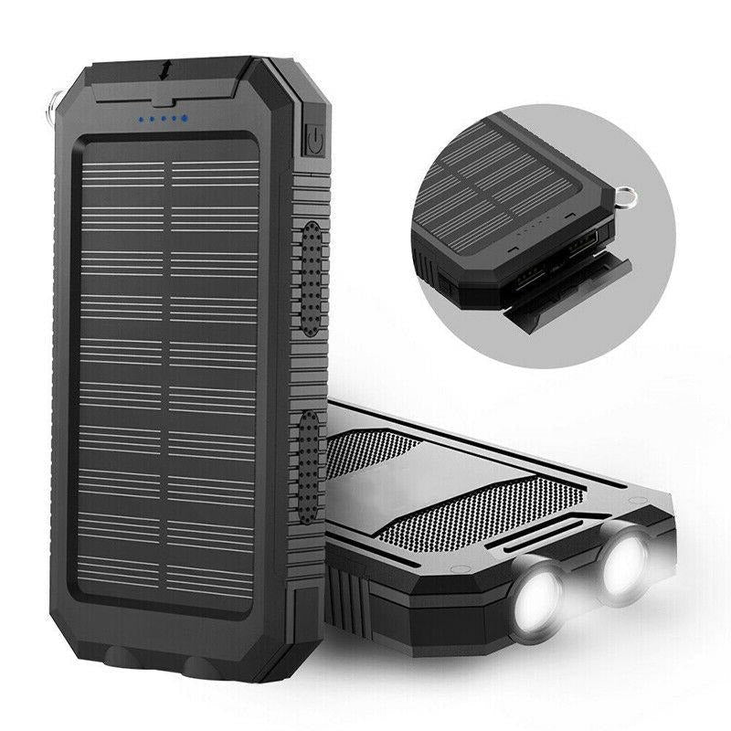 Belro waterproof solar charger power bank with USB ports and durable design, ideal for outdoor charging and electronic devices.