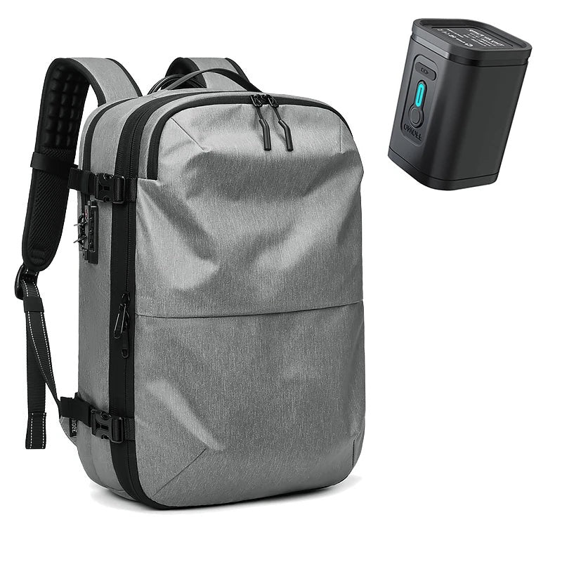 Belro compression travel backpack with multiple compartments and adjustable straps, designed for efficient packing and travel.