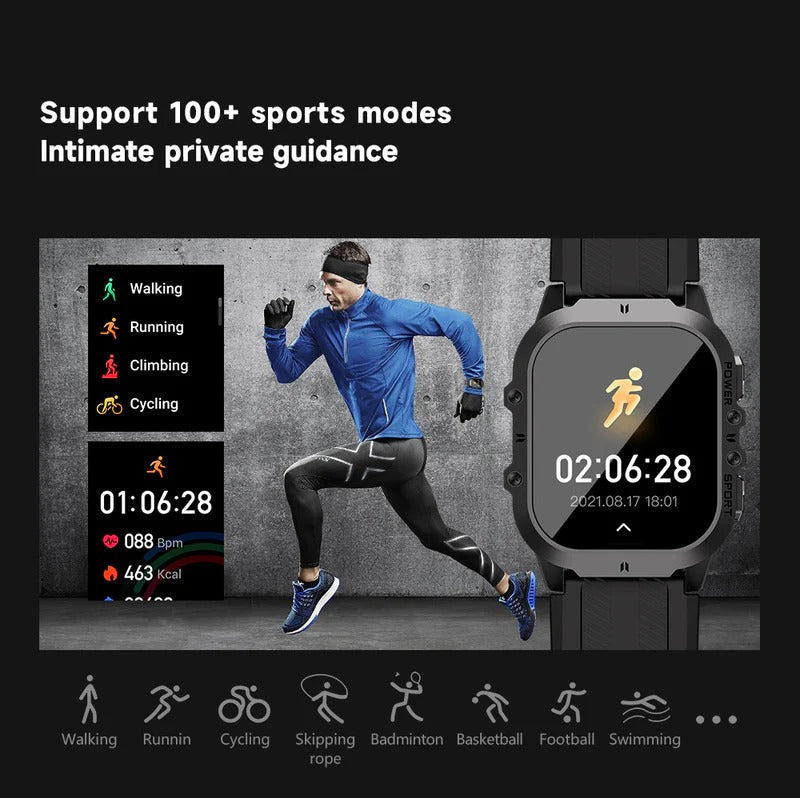 Belro waterproof sports smartwatch displaying digital time and fitness tracking features on a user’s wrist.