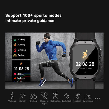 Belro waterproof sports smartwatch displaying digital time and fitness tracking features on a user’s wrist.