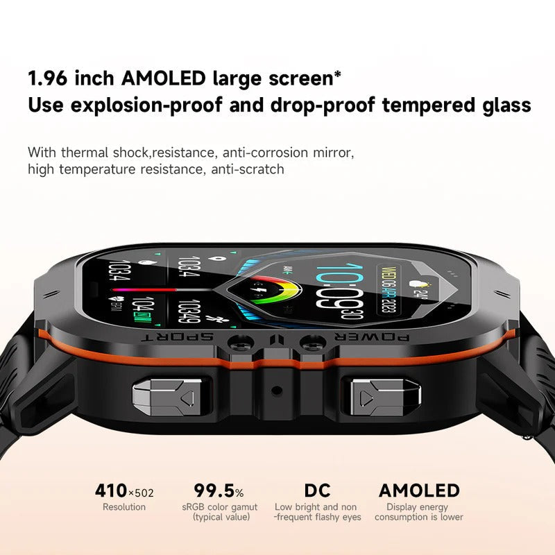 Belro waterproof sports smartwatch displaying digital time on a black band with fitness tracking features.