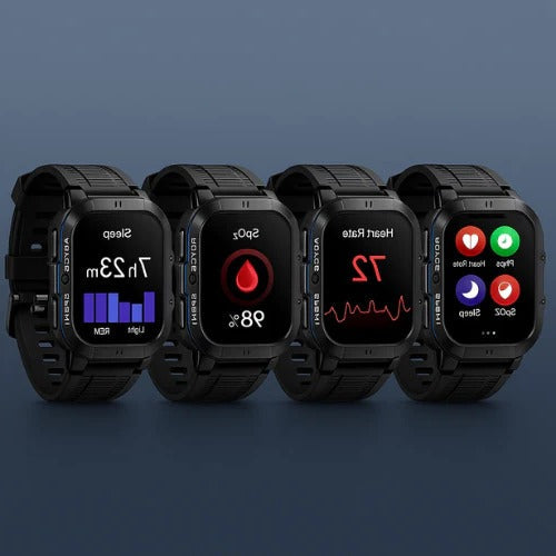 Belro waterproof sports smartwatch with digital display, fitness tracking, and durable design for active use.