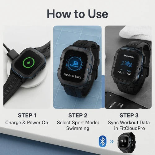 Belro waterproof sports smartwatch with digital display, black strap, and fitness tracking features.