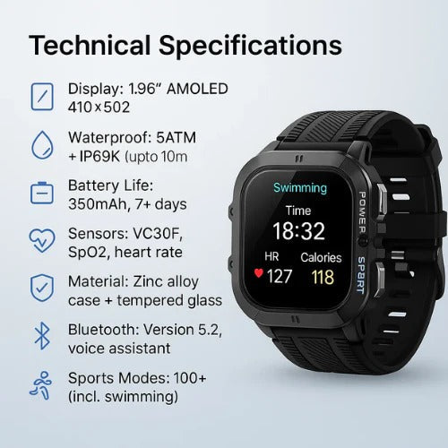 Belro waterproof sports watch with digital display, adjustable strap, and sporty design for fitness and outdoor activities.