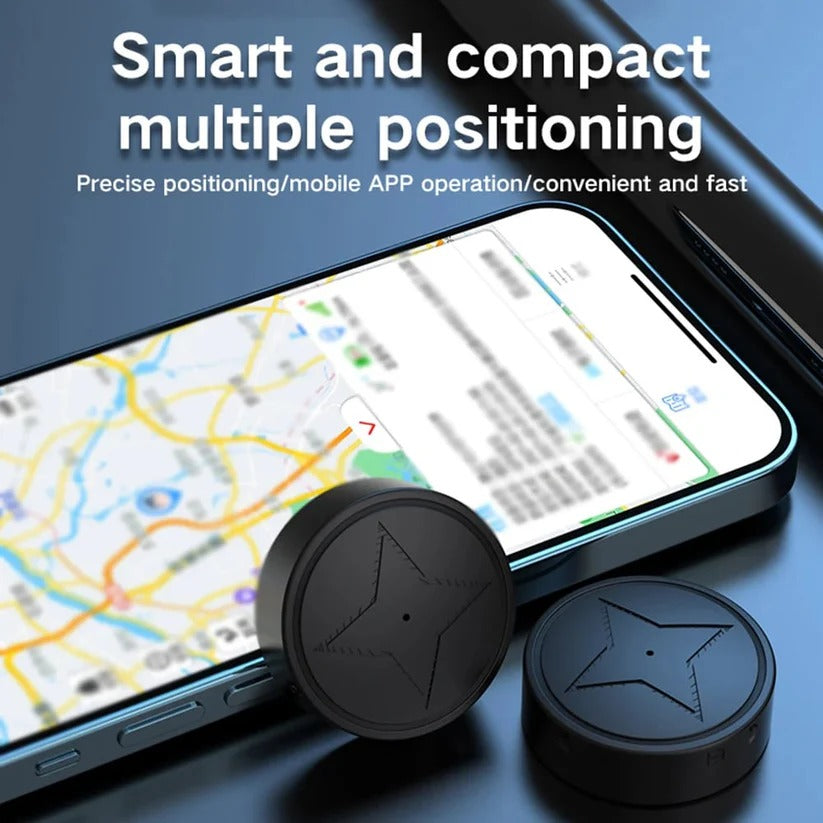 Mini magnetic GPS tracker by Belro, compact electronic device with magnetic case for real-time location tracking.