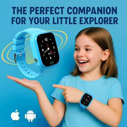 Belro Kids Smart Watch GPS Tracker showing a colorful digital display with time, GPS features, and playful watch band.