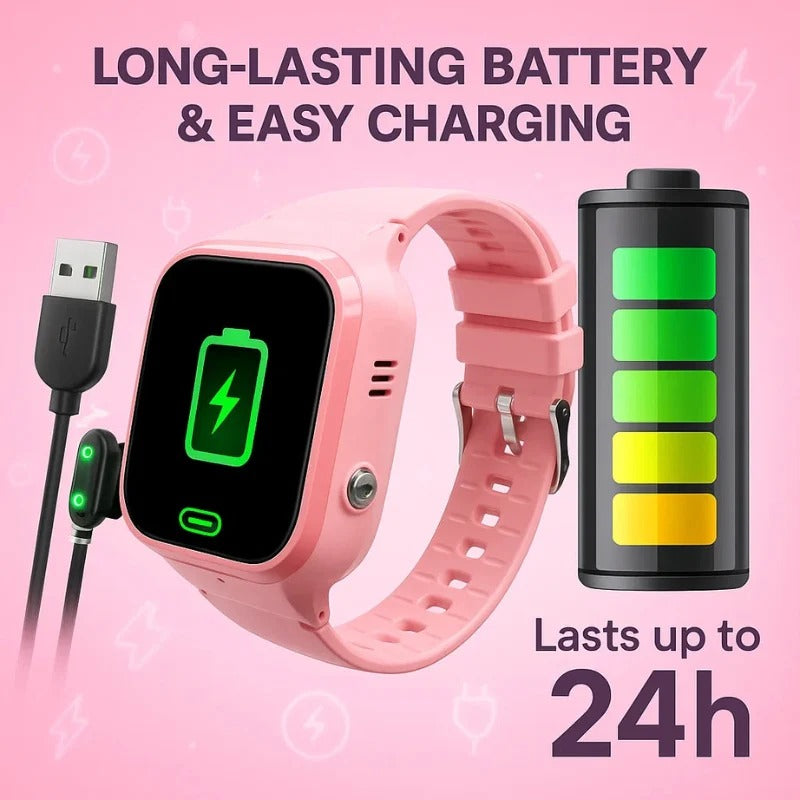 Kids Belro Smart Watch GPS tracker displaying the digital watch face with GPS tracking features in a colorful design.