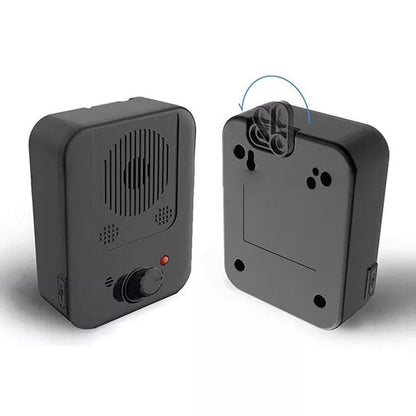Belro Ultrasonic Anti-Bark Device showing compact design with ultrasonic speaker, used to deter dog barking.