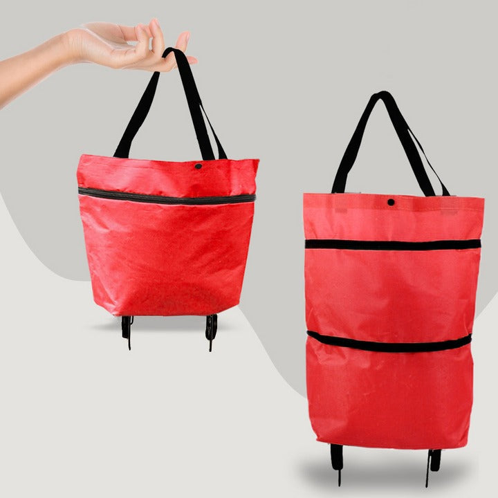 Belro 2-in-1 foldable shopping bag with wheels, lightweight luggage and easy-to-carry design for versatile shopping.