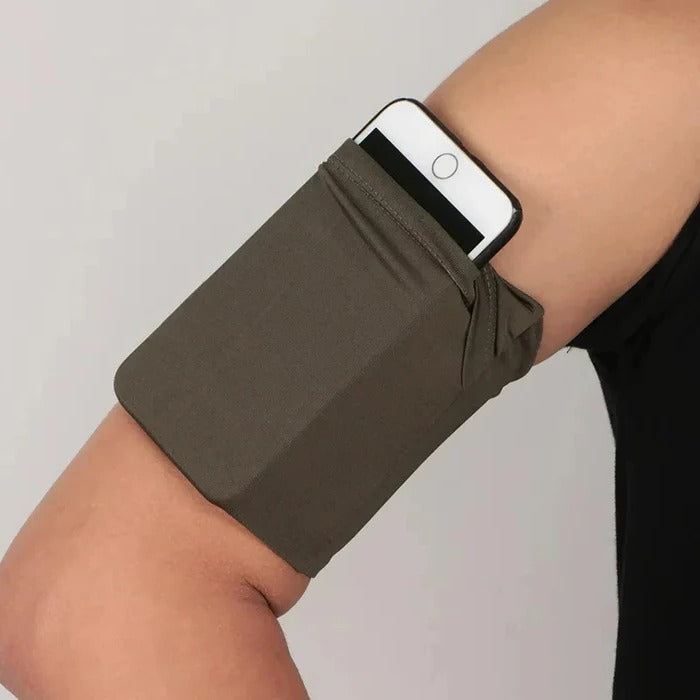 Belro running arm phone bag worn on arm, lightweight activewear accessory with secure pocket for smartphone during exercise.