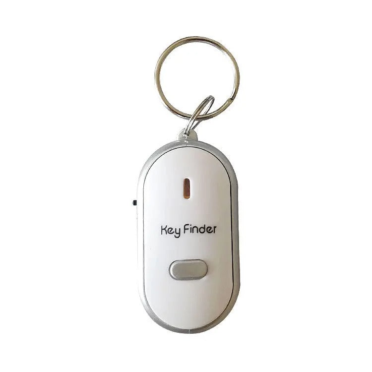 Belro whistle-activated key finder device, compact electronic GPS key tracker with key ring attachment for easy locating.