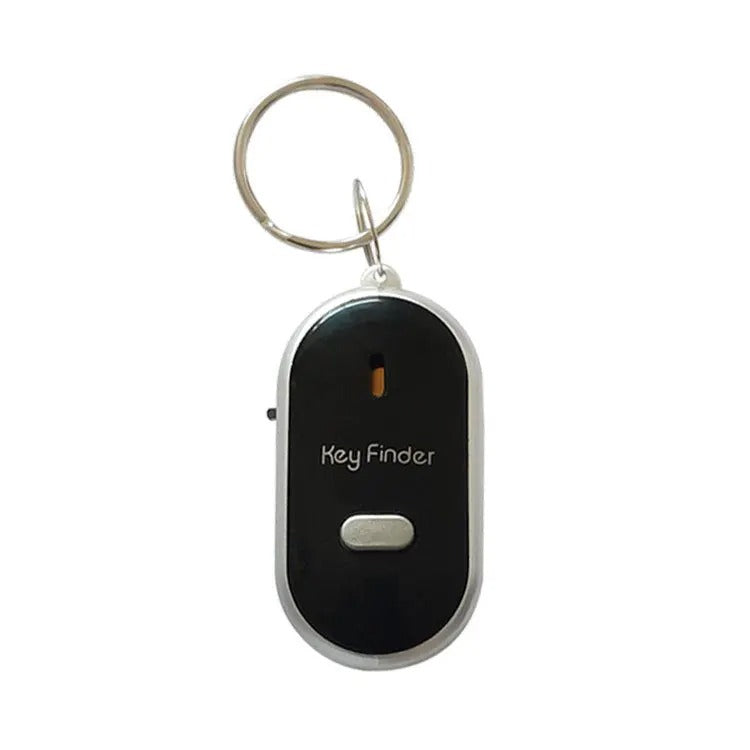 Belro whistle-activated key finder showing a compact electronic device with a keychain attachment and LED indicator.