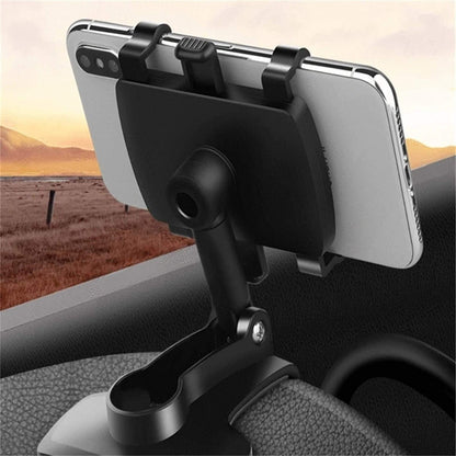 Belro Universal 360° car phone holder mounted on a dashboard, holding a smartphone securely for easy access while driving.