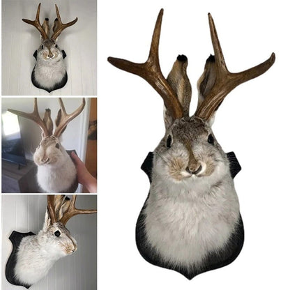 Belro Jackalope wall decor featuring a detailed, rustic antelope sculpture for home or garden interior decoration.