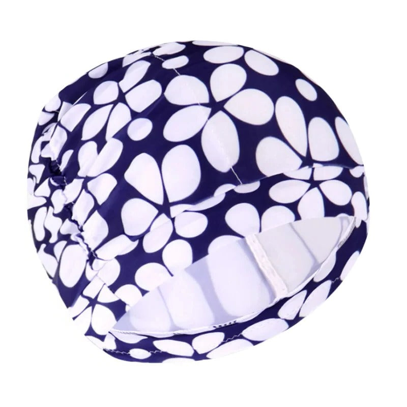 Belro stylish stretch swimming cap in vibrant blue, made of comfortable, flexible material for outdoor swimming activities.