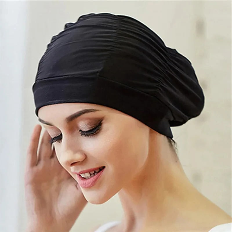 Belro stylish stretch swimming cap in vibrant color, designed for comfortable outdoor swimming and water activities.