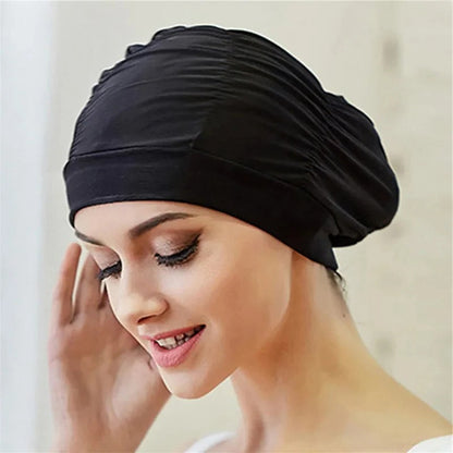Belro stylish stretch swimming cap in vibrant color, designed for comfortable outdoor swimming and water activities.