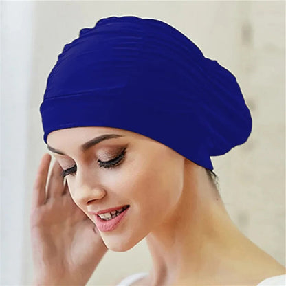 Belro stylish stretch swimming cap in vibrant color, designed for comfortable outdoor swimming and water activities.