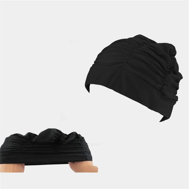 Belro stylish stretch swimming cap in vibrant blue, designed for comfortable outdoor swimming and water activities.
