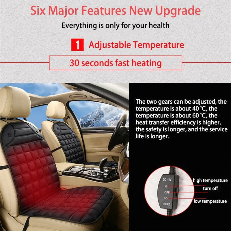 Belro heated car seat cushion with adjustable controls, designed for comfort and warmth during drives.