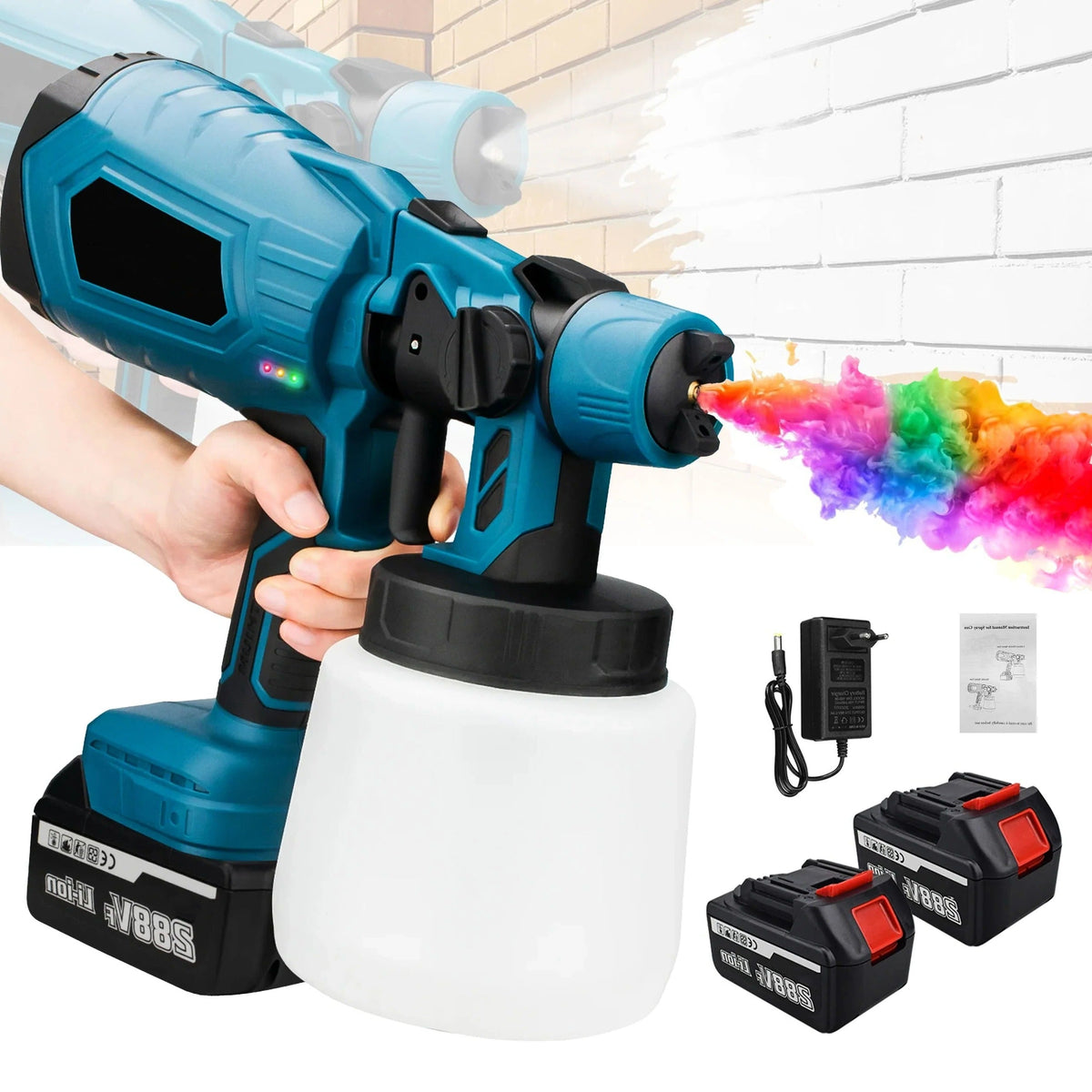 Belro cordless paint sprayer with ergonomic handle and adjustable nozzle, ideal for indoor and outdoor painting projects.