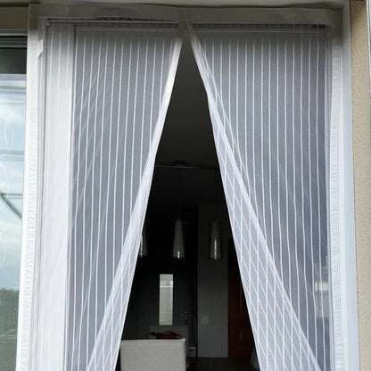 Belro magnetic door mosquito net installed on outdoor home door, providing pest protection and easy access.
