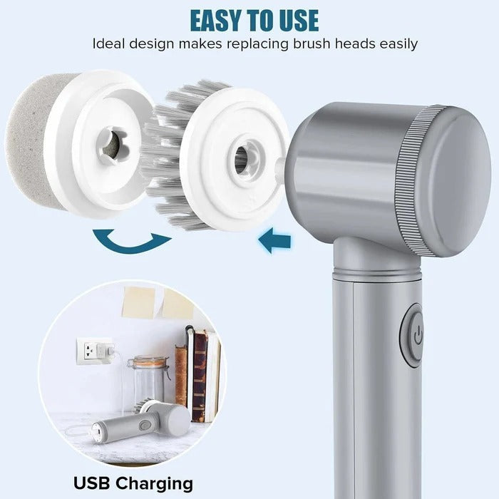 Belro Turbo Spin Scrubber for cleaning, featuring a handheld design with multiple scrubbing brushes for home cleaning tasks.