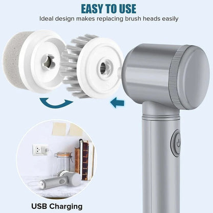 Belro Turbo Spin Scrubber for cleaning, featuring a handheld design with multiple scrubbing brushes for home cleaning tasks.