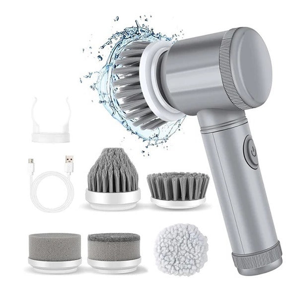 Belro Turbo Spin Scrubber for cleaning, showing a handheld electric scrubber with rotating brushes for home and garden use.