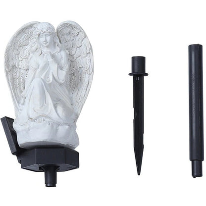 Belro Solar Angel Garden Light illuminated with a solar-powered design, ideal for outdoor garden or pathway lighting.