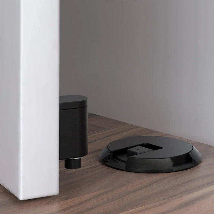 Heavy duty adjustable door stopper by Belro, durable metal tool with rubber tip to prevent door movement and protect walls.
