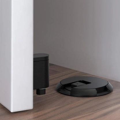 Heavy duty adjustable door stopper by Belro, durable metal tool with rubber tip to prevent door movement and protect walls.