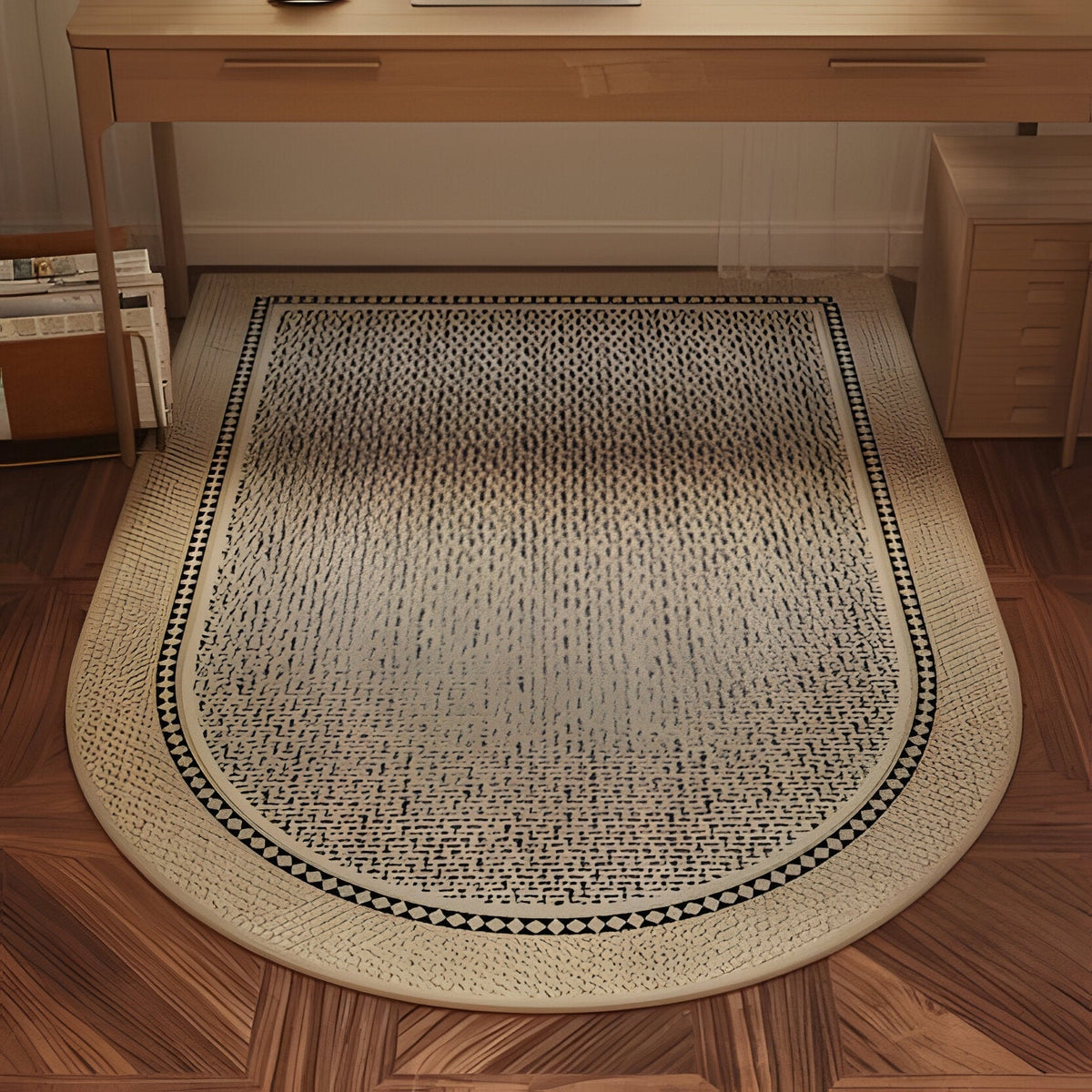 Belro floor protection mats designed for office chairs, durable and clear, placed on a wooden floor in a home office setting.