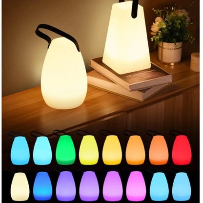 Belro cordless waterproof LED table lamp with built-in handle, designed for outdoor use and versatile lighting.